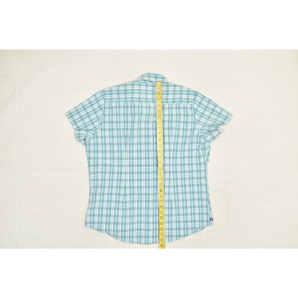 Mizzen+Main Men's Blue Plaid Button-Down Shirt Regular Size M Short Sleeve - Picture 6 of 8